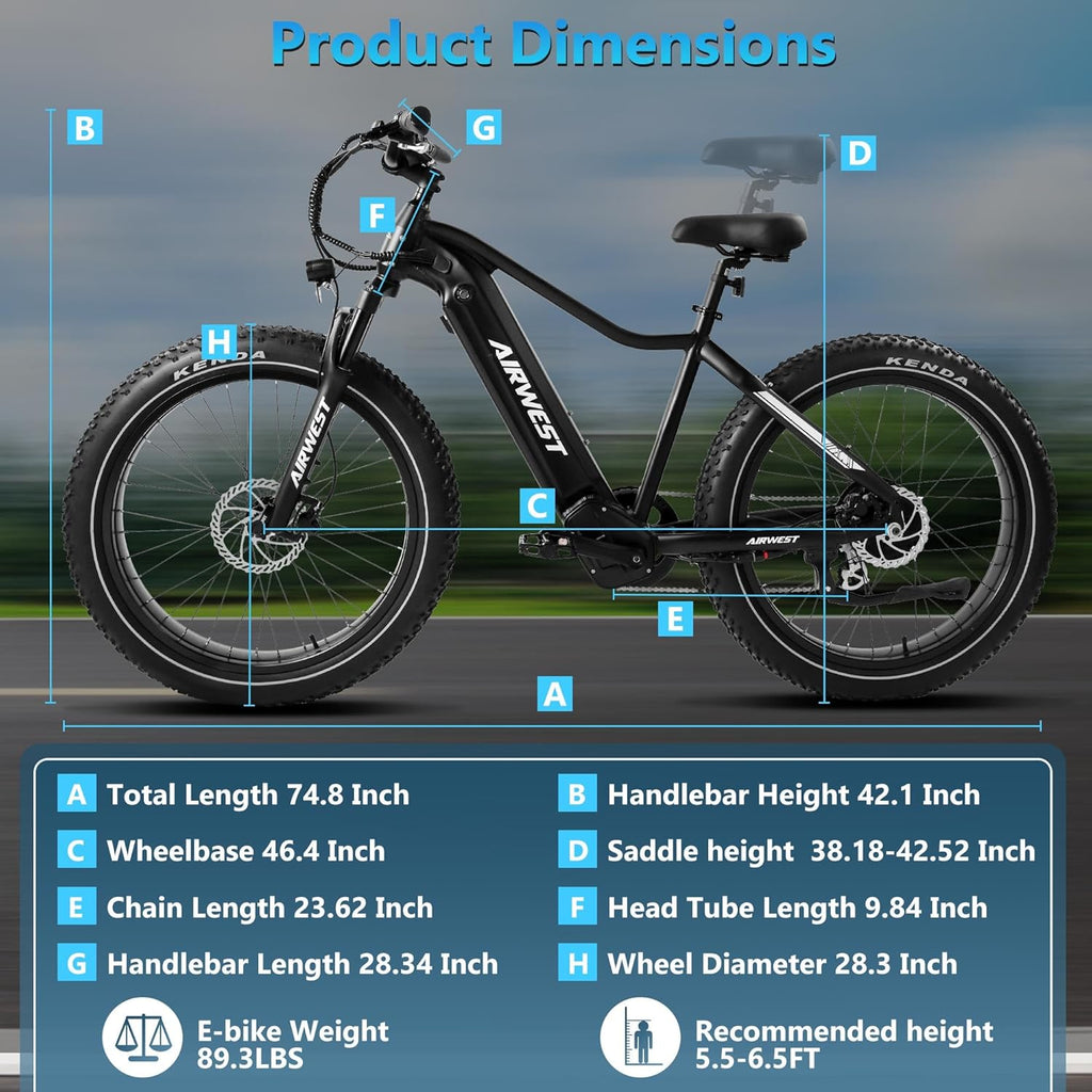 Electric Bike for Adults 750W Electric Bike BAFANG Motor, 26" Ebikes for Adults, 48V 15AH LG Battery, 28MPH Fat Tire Electric Bicycle, Shimanio 7 Speed, 50Mile Electric Mountain Bike