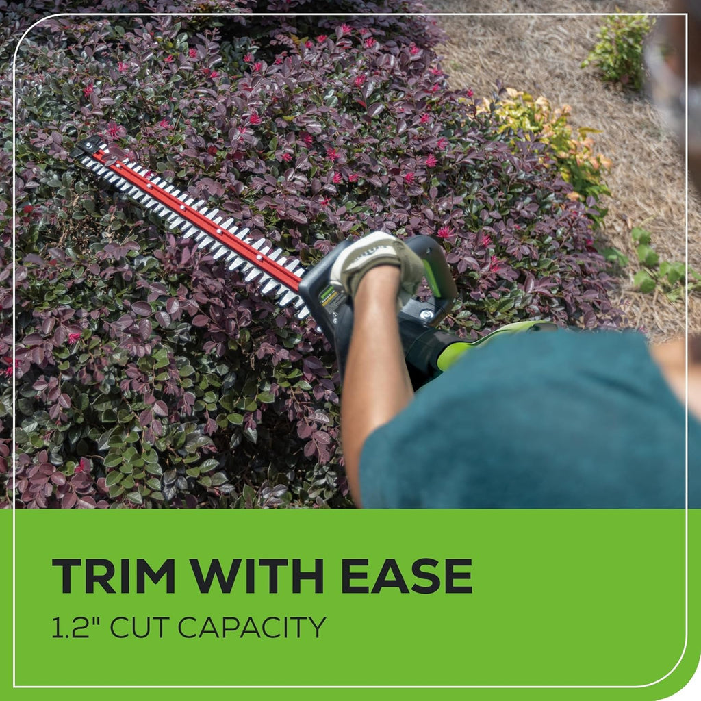 Greenworks 80V 26" Brushless Hedge Trimmer, 2.0Ah Battery and 2A Charger