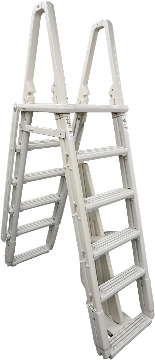 Confer Plastics 7100X Evolution 48" to 54" Adjustable A Frame Above Ground Swimming Pool Entry Ladder with Flip Up and Locking Section for Safety