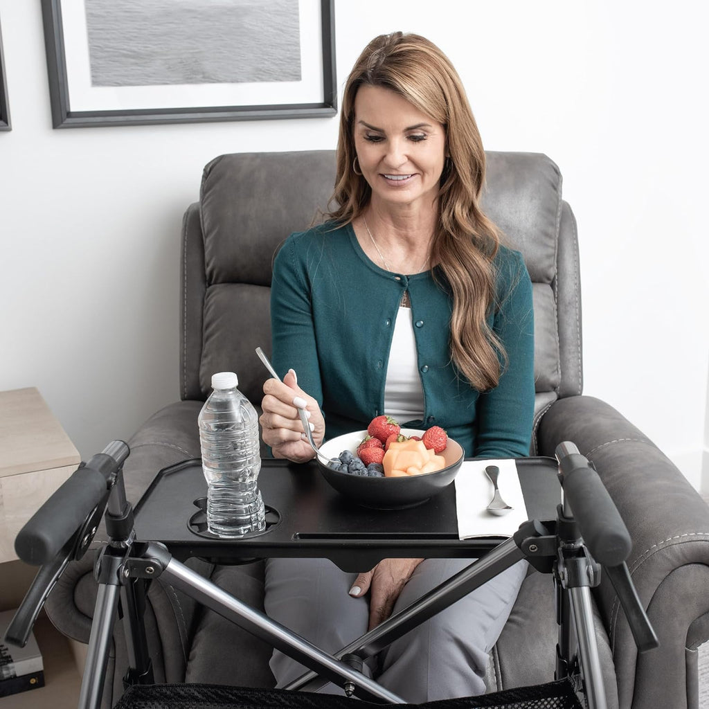 Stander Walker Tray Table, Mobility Walker Tray Accessory for Walkers and Rollators with Cup Holder, Tool-free Assembly, Multipurpose Tray for Eating, Crafts, Laptop