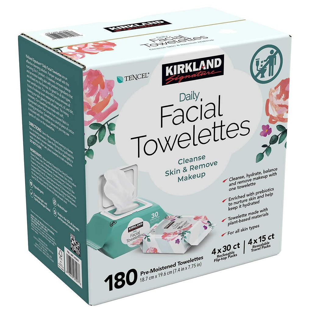 Kirkland Signature Daily Facial Towelettes, 180 Count