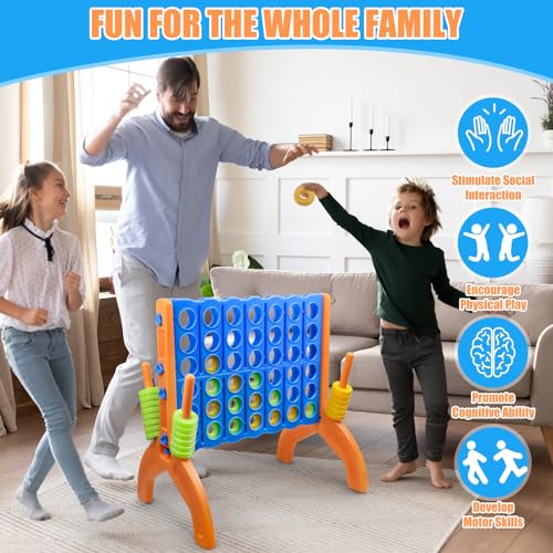 Ayeboovi Giant 4-in-A-Row, Jumbo 4-to-Score Yard Game for Kids and Adults Indoor Outdoor Party Family Connect Game Set with Quick Release Slider & Carrying Bag