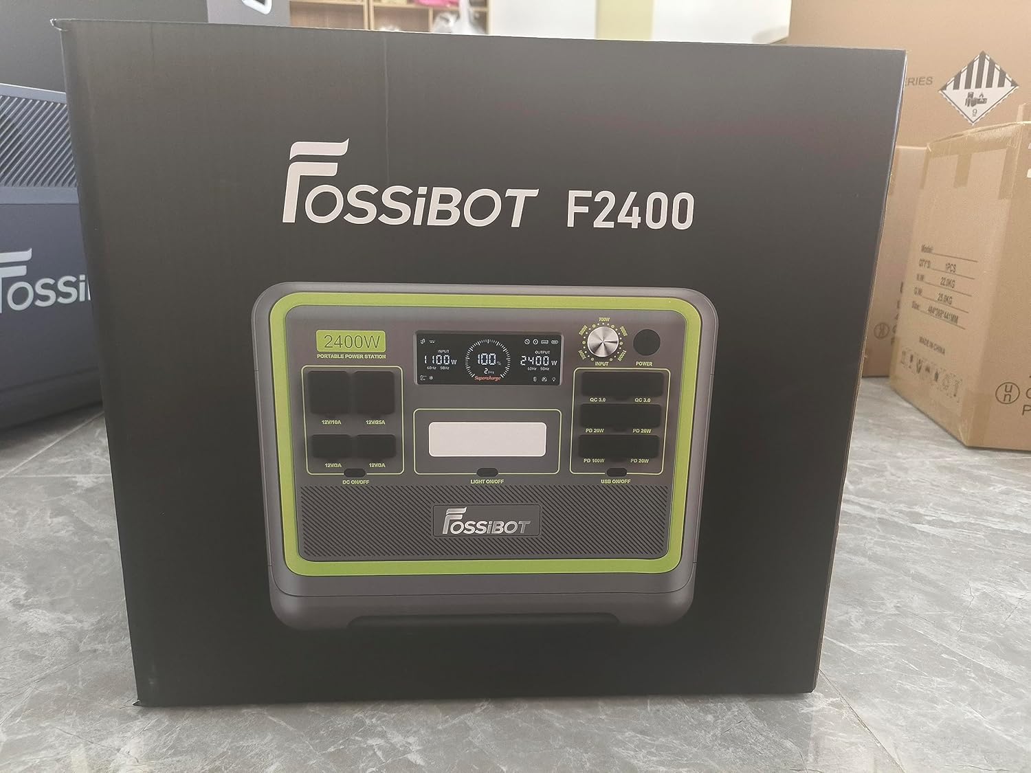 FOSSiBOT F2400 Portable Power Station, 2048Wh LiFePO4 Battery Backup/100-110V AC 2400W Outlets (4800W Peak)/ 1.5H Fast Charging/12V DC/18W USB-A/20W/100W USB-C/LED for Home Use Camping RV Emergency 1