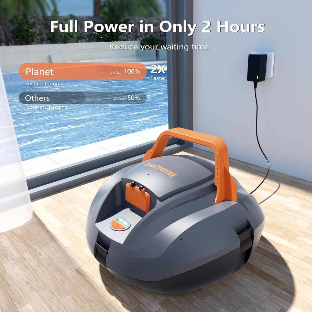 Robotic Pool Cleaner, Cordless Pool Vacuum for Above Ground Pool, Lasts up to 100Mins, Above Ground Pool Vacuum with Self-Parking Function, Ideal for Swimming Pool Cleaning up to 850 Sq.Ft
