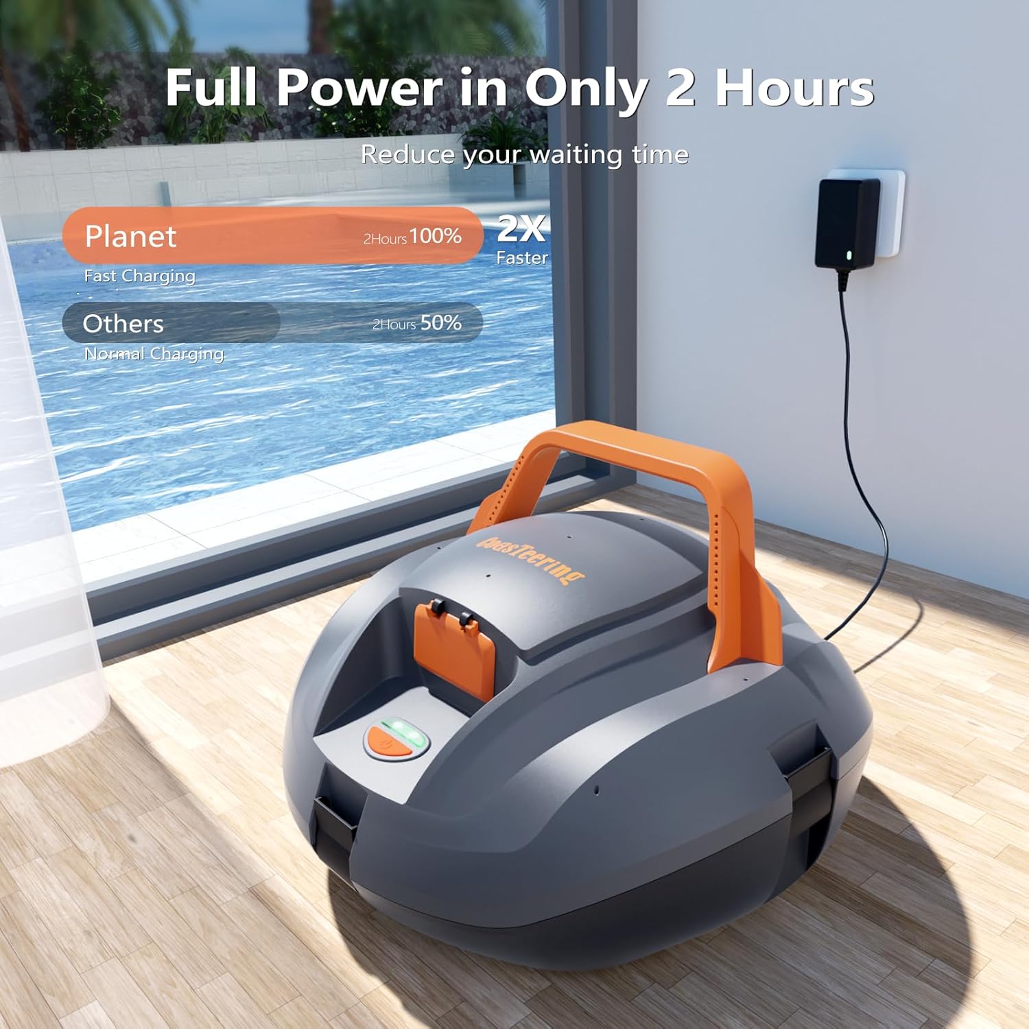 Robotic Pool Cleaner, Cordless Pool Vacuum for Above Ground Pool, Lasts up to 100Mins, Above Ground Pool Vacuum with Self-Parking Function, Ideal for Swimming Pool Cleaning up to 850 Sq.Ft