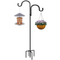Double Shepherds Hook for Outdoor,78 Inch Bird Feeder Pole with 5 Prongs Base,Adjustable Heavy Duty Garden Hanging Holder for Hanging Plant,Solar Light,Weddings Decor,Hummingbird Feeder（1 Pack）