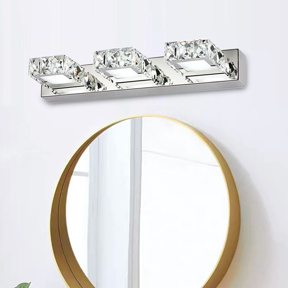 9W Modern Silver Crystal Makeup Mirror Wall-Lamp LED Make-up Vanity Light for Toilet Bathroom Bedrooms