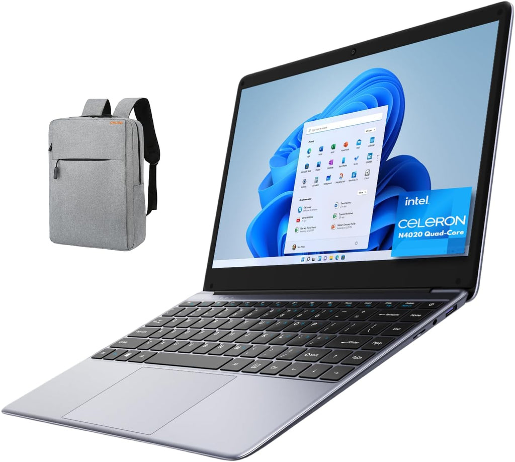 CHUWI HeroBook Pro 14.1'' Laptop with Travel Laptop Backpack, 256GB SSD 8GB RAM, Windows 11 Laptop, 1TB SSD Expand, Intel Celeron N4020(up to 2.8GHz), 2K FHD IPS Display