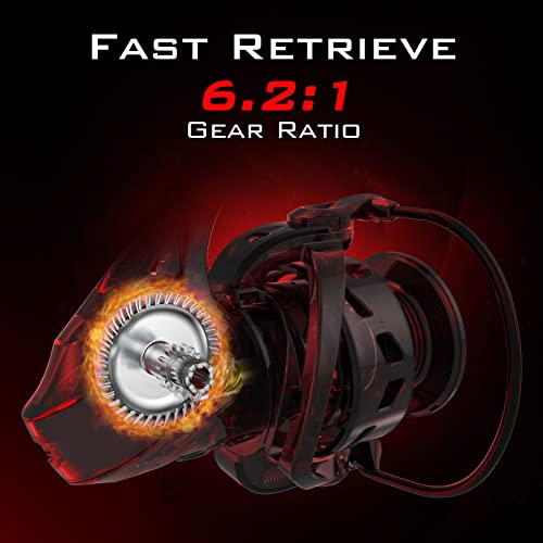 KastKing Royale Legend Glory Fishing Reel - 6.2:1 Gear Ratio Spinning Reel, Up to 22 Lbs of Carbon Drag, 7+1 Stainless Steel Ball Bearings, Graphite Frame, Asymmetric Spinning Reel Rotor Design
