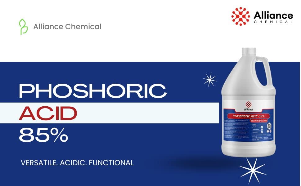 Phosphoric Acid 85% Technical Grade - 1 Gallon - Uses: PH Control and Adjustment, Corrosion Inhibitor, Activating Agent, Personal Care, Pharmaceutical, Agriculture - Made in America