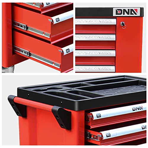 New Package DNA MOTORING 36" H X 30.5" W X 18"D Heavy Duty Lockable Slide Tool 6-Drawers Chest Rolling Tool Cart Cabinet with Keys (TOOLS-10002), Red