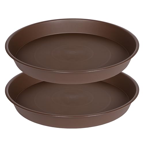 2 Pack of Bird Bath Bowl 18 19 inch, 2.7" Depth, 20 21 22 23 24 25 26 inch Heavy Duty BirdBath Bowls only, Plastic Round Large Plant Saucer Dish for Garden (19", Black)