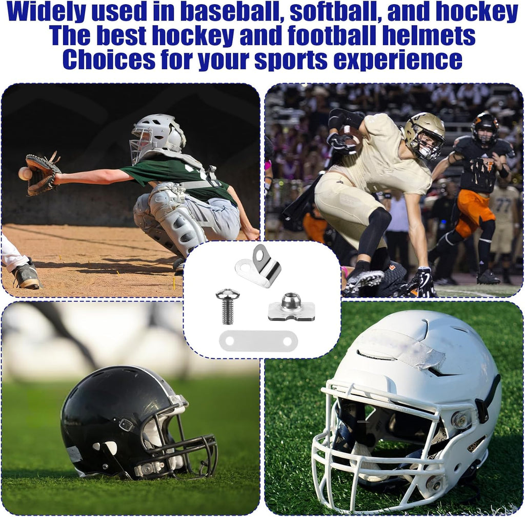 Football Helmet Repair Kit, Including Stainless Steel R-Shape Soccer Visor Clips, Nuts, Screws, Rubber Gasket, Baseball, Softball, Hockey, Football Helmet Hardware Kit
