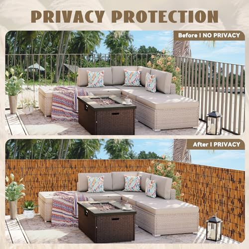 Bamboo Reed Fencing, Light Russet Bamboo Fence Rolls 6 Feet High, Decorative Bamboo Privacy Fence Bamboo Curtains for Patio Outdoor Balcony Garden Backyard, 6 x 16 FT