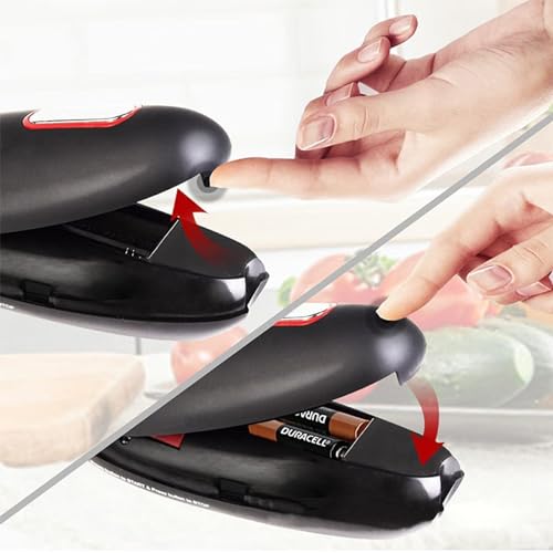 Electric Can Opener: Open Your Cans with A Simple Push of Button - Smooth Edge, Food-Safe and Battery Operated Handheld Can Opener (Black)