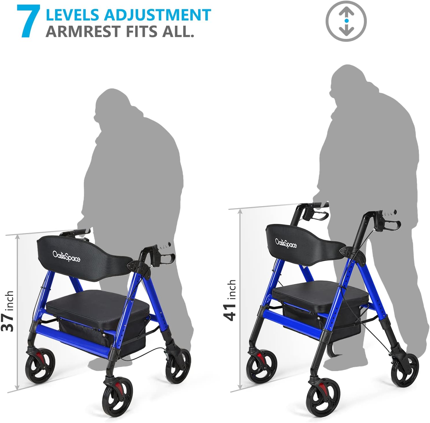 OasisSpace Heavy Duty Rollator Walker & Bathtub Chair with Arms for Seniors