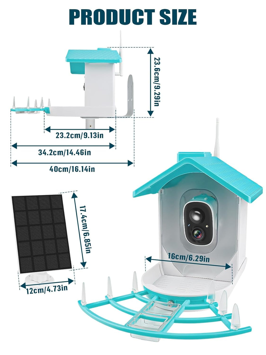 EBANKU Smart Bird Feeder with Camera, Solar Powered Dual Charge 1080P HD Video AI Identify 10000+Bird Species Bird Feeders for Outside, Bird Camera Gift for Bird Lover, Family, Friends