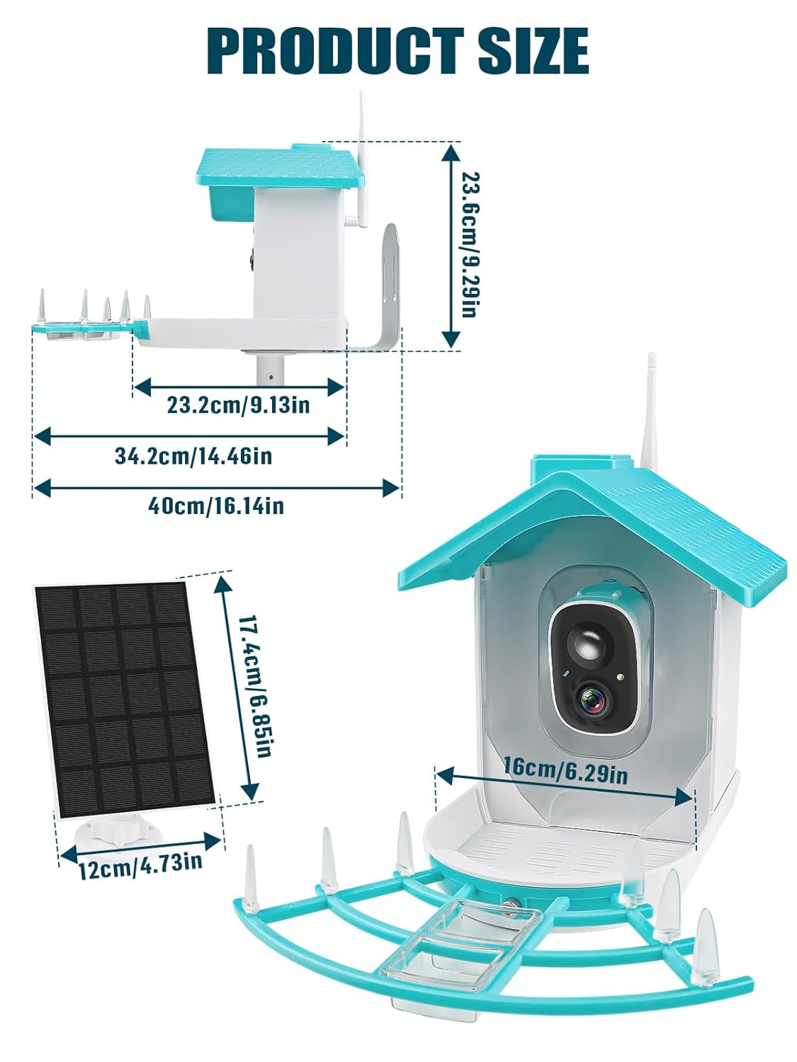 EBANKU Smart Bird Feeder with Camera, Solar Powered Dual Charge 1080P HD Video AI Identify 10000+Bird Species Bird Feeders for Outside, Bird Camera Gift for Bird Lover, Family, Friends