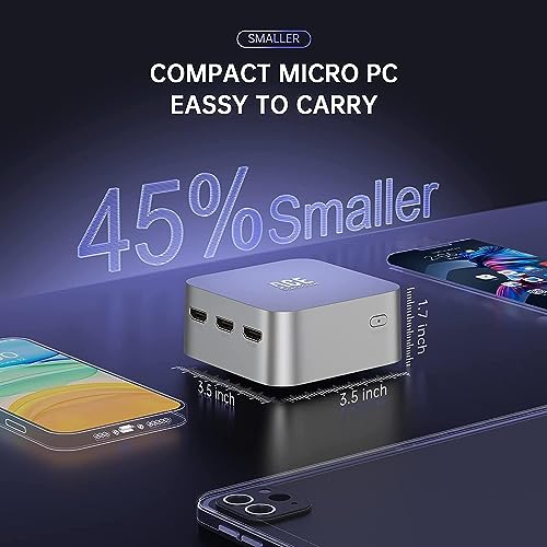 ACEMAGICIAN Mini PC Windows 11 Pro, 12th Alder Lake N95 8GB LPDDR5 256GB M.2 SSD Mini Desktop Computers, Micro Pc with 3 HDMI Support 4K UHD, Dual Gigabit Ethernet, 2.4G/5G WiFi/BT4.2