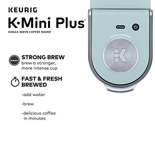 Keurig K-Mini Plus Coffee Maker, Single Serve K-Cup Pod Coffee Brewer, 6 to 12 oz. Brew Size, Stores up to 9 K-Cup Pods, Misty Green (Renewed)