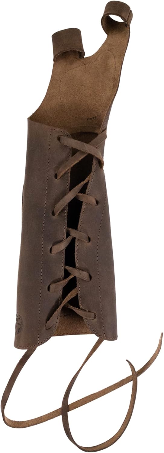 Forearm Guard for Archery Bow, Protective Wrist Arm Bracer, Archers Shooting Quiver, Handmade from Full Grain Leather, Bourbon Brown