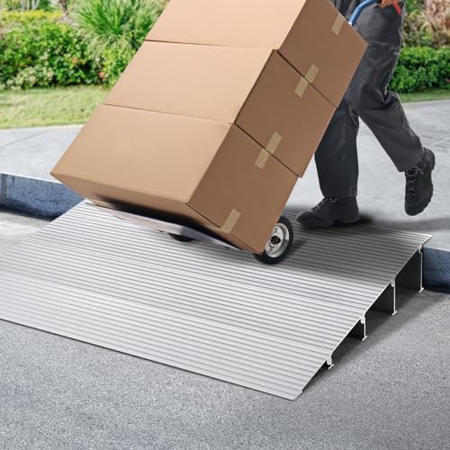 VEVOR Door Threshold Ramp, 6" Rise Door Ramp for Wheelchairs, Aluminum Threshold Ramp for Doorways Rated 800 lbs Load Capacity, Adjustable Threshold Ramp for Wheelchairs, Scooters, and Power Chairs