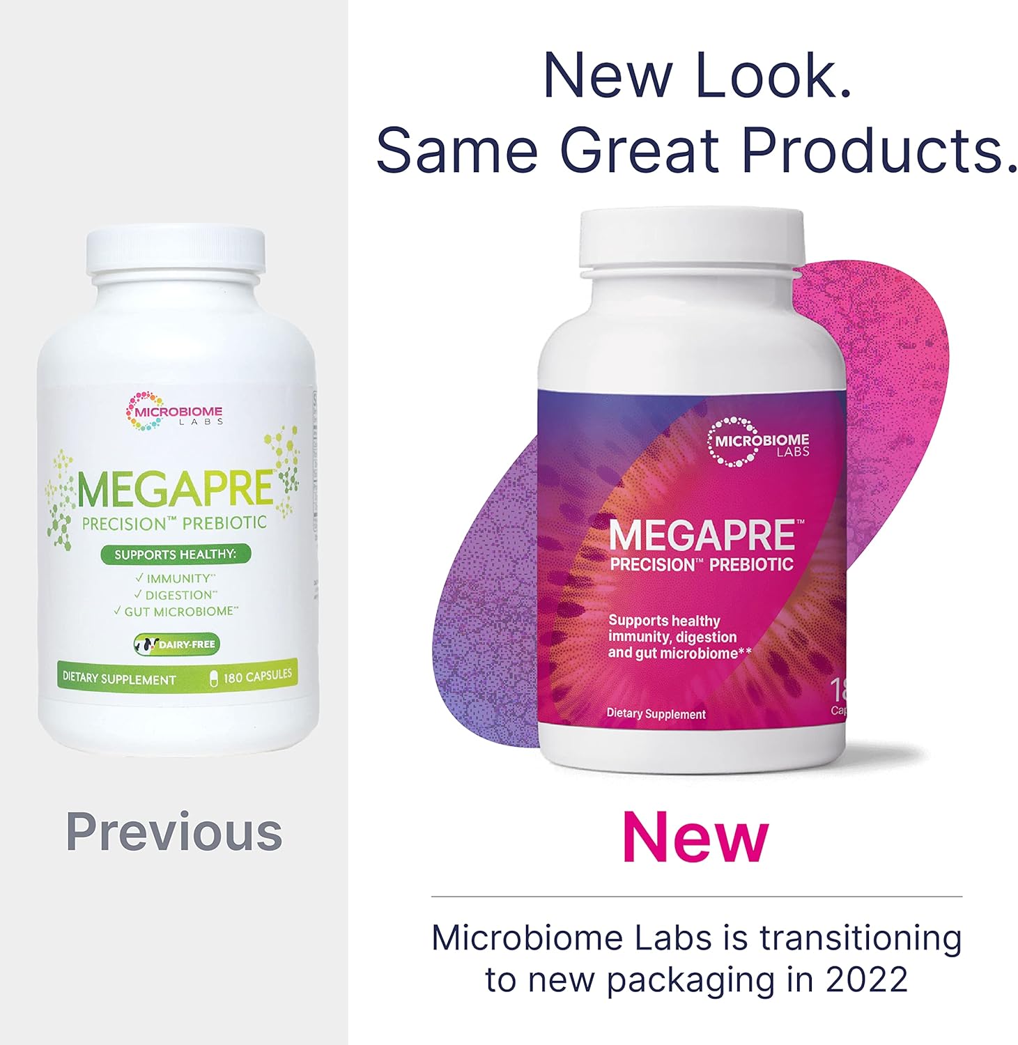 Microbiome Labs MegaSporeBiotic (60 Capsules) + MegaPre (180 Capsules) Probiotic Prebiotic Bundle - Spore-Based Probiotic with Prebiotic Fiber Supplement