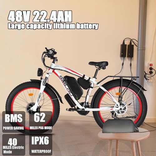 Electric Bike for Adults, 2000W Dual MotorAWD 48V 22Ah Fat Tire Ebike 35MPH Electric Bicycles Shimano 21-Speed with Ignition Lock Hydraulic Disc Brakes Bike