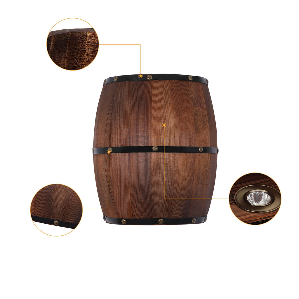 Wood Wine Barrel Wall Lamp Wall Light Fixture Sconce Lighting Home Decoration