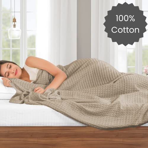 Cotton Clinic Waffle Bed Blanket 100% Cotton - All Season Blanket - Soft Breathable Lightweight - Perfect Blanket Layer for Couch Bed Sofa - Cozy Warm Queen Size Bed Blanket White