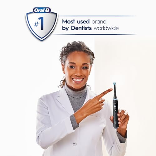 Oral-B iO Series 10 Rechargeable Electric Toothbrush with Visible Pressure Sensor to Protect Gums, 2 Min Timer, 7 Cleaning Settings, 4 Replacement Toothbrush Heads, and Charging Travel Case, Black