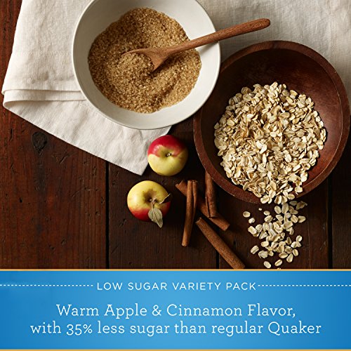 Quaker Instant Oatmeal Lower Sugar, Flavor Variety Pack, 10 Count Boxes, 11.5 Ounce, (Pack of 4)
