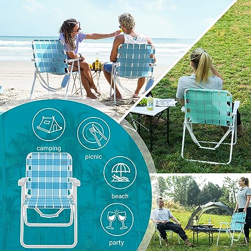 #WEJOY Folding Webbed Lawn Beach Chair - Heavy Duty Portable Outdoor Chair with Hard Armrest for Camping,Garden,Concerts,Festivals and Sand Picnic BBQ,265 LBS