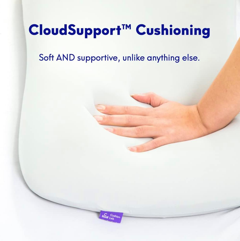 Cushion Lab Deep Sleep Pillow, Patented Ergonomic Contour Design for Side & Back Sleepers, Orthopedic Cervical Shape Gently Cradles Head & Provides Neck Support & Shoulder Pain Relief - Calm Grey
