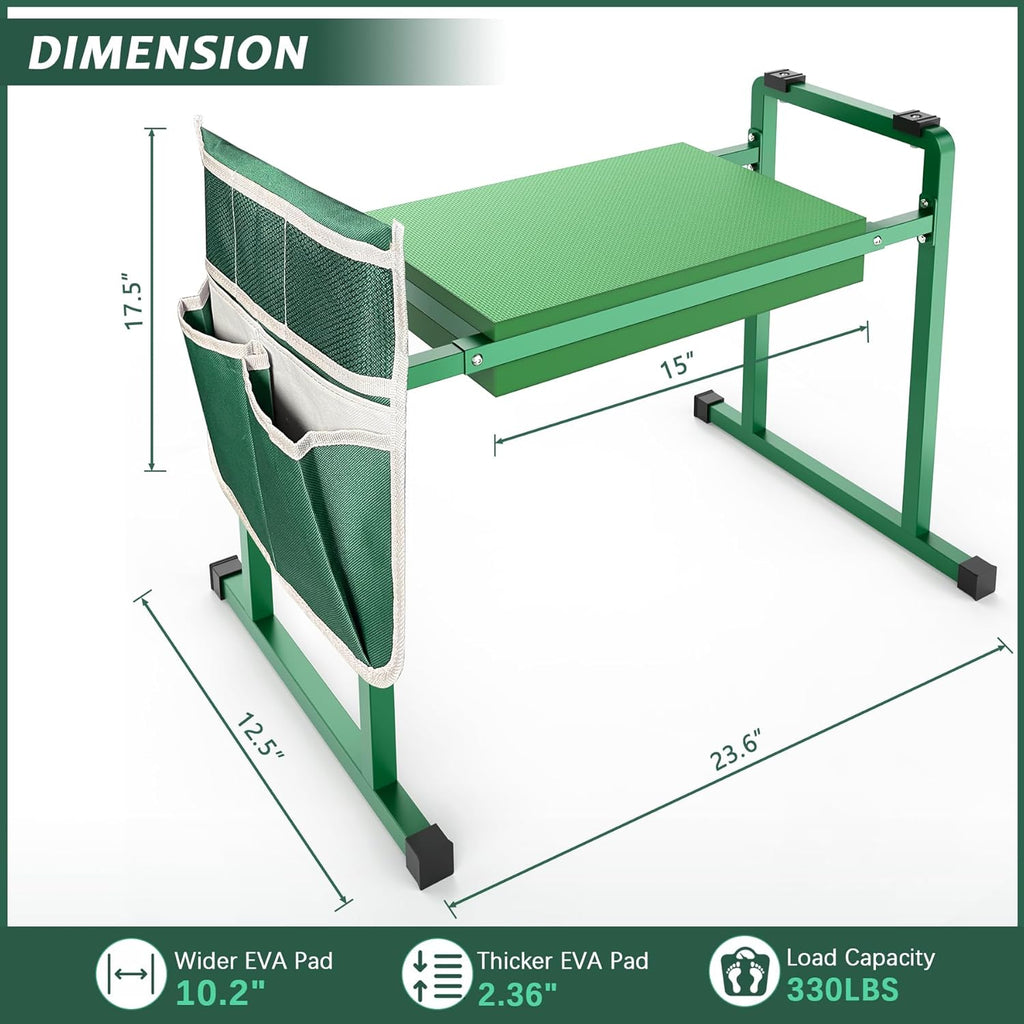 10.2" Wider Garden Kneeler and Seat, Stable and Save Anti-Tipping Garden Kneelers Seat with Handle, Heavy Duty Gardening Stool for Seniors, Gardening Weeding Bench Great for Gardeners Parents
