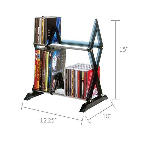 Atlantic Element Media Storage Rack - Holds Up to 230 CDs or 150 DVDs & Summit Media Storage Cabinet – Protects & Organizes Prized Music, Movie, Video Games or Memorabilia Collections