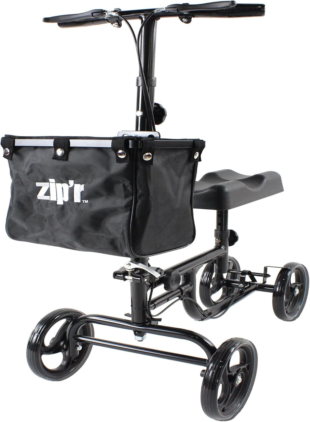 Zipr Coaster Medical Knee Scooter - Portable Knee Roller Scooter - Knee Walker Scooter with Removable Storage Bag - Steerable Knee Scooter Crutch - Ambidextrous Dual Braking Rolling Knee Scooter Cart