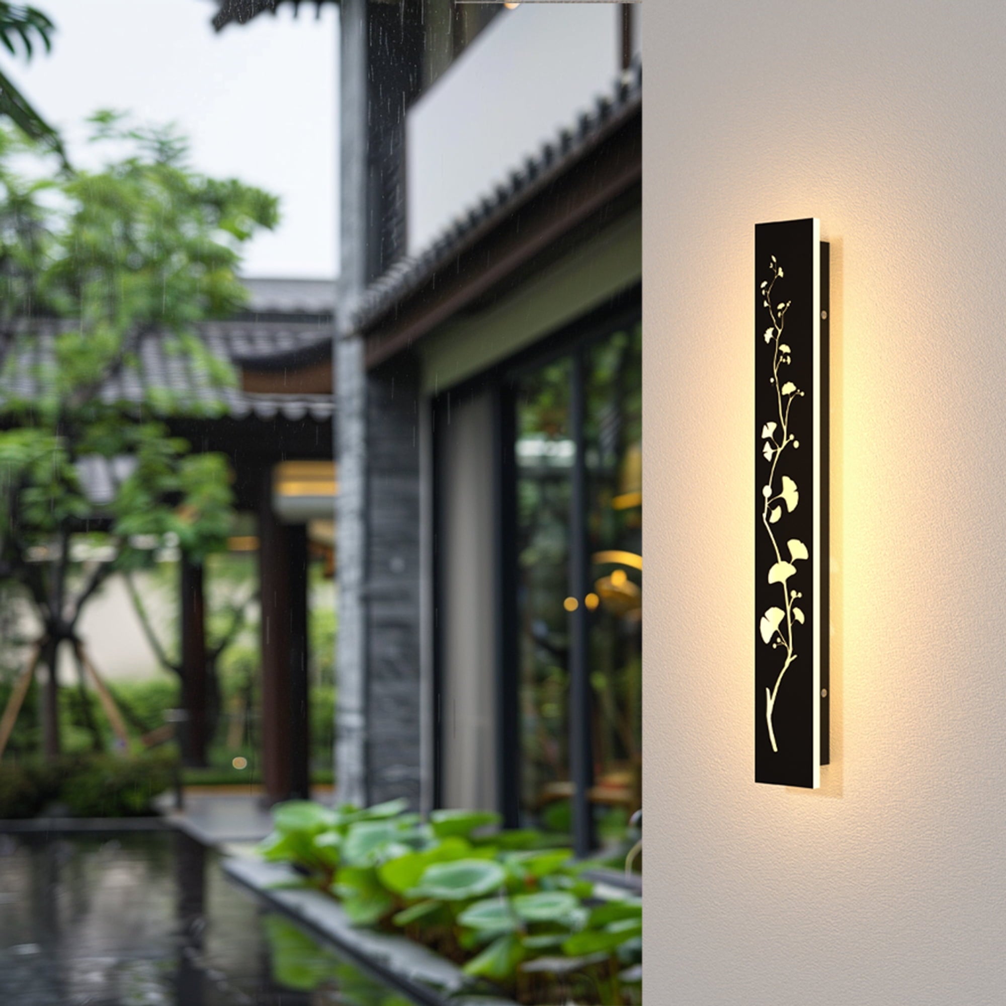 1 Pack 11.8inch-Black waterproof outdoor wall light, modern outdoor LED long wall light waterproof wall light, porch light, outdoor 3000K wall light, suitable for villas, courtyards, gardens, garages