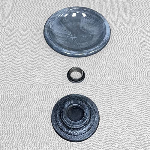 Tierra Garden Birds and Beyond Fiber Clay Bird Bath, Gloss Bird Bowl with Matte Low-Profile Base (Cool Grey)