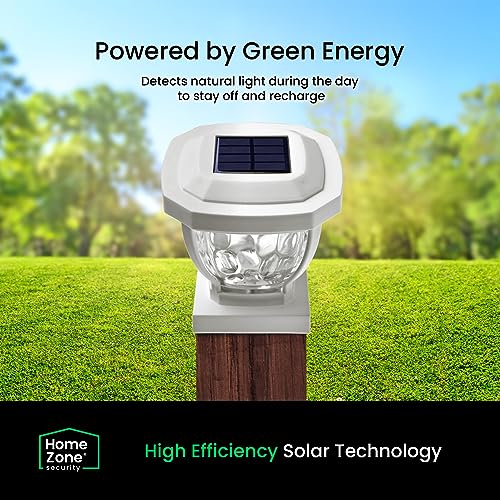 Home Zone Security Solar Post Cap Lights - Decorative Glass LED Outdoor Fits 3.5 x 3.5 in. Post Lights, Black (2-Pack)
