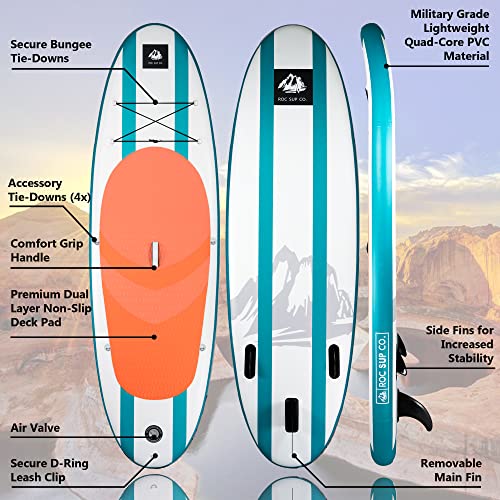 Roc Inflatable Stand Up Paddle Boards with Premium SUP Paddle Board Accessories, Wide Stable Design, Non-Slip Comfort Deck for Youth & Adults