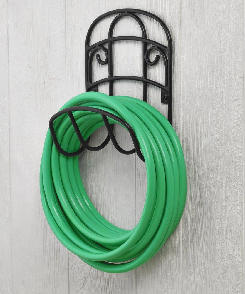 Liberty Garden Products Garden 231 Wall Mount Decorative Wire Garden Butler Hose Hanger, Holds 125-Feet of 5/8-Inch Hose - Black