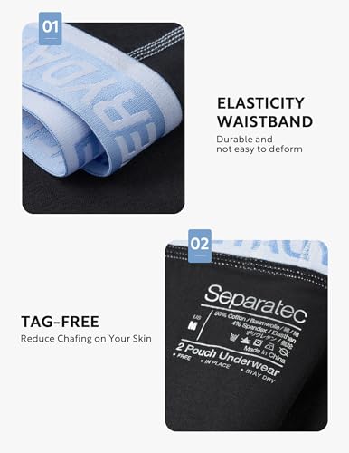 Separatec Men's Underwear 7 Pack Colorful Highly Stretchy Cotton Separate Pouch Briefs