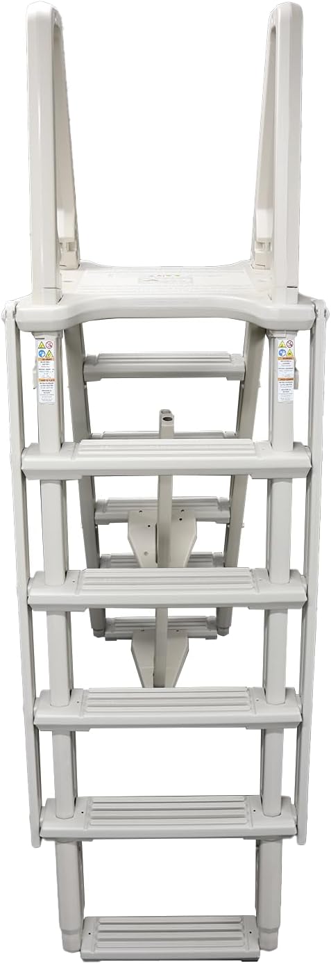 Confer Plastics 7100X Evolution 48" to 54" Adjustable A Frame Above Ground Swimming Pool Entry Ladder with Flip Up and Locking Section for Safety