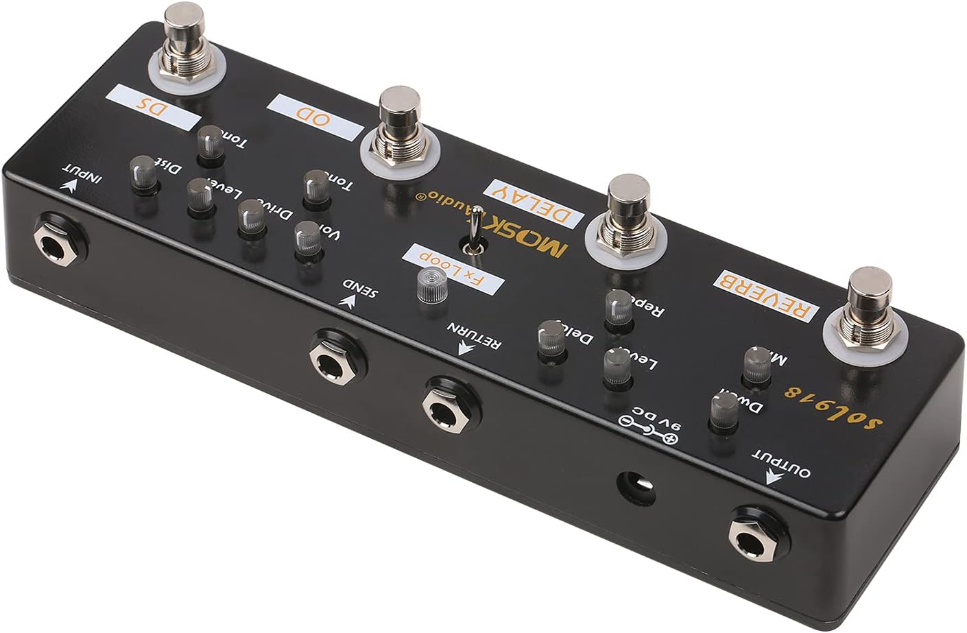 SOL918 5-in-1 Multi Effect Pedal Combined Effect Guitar Pedal True Bypass Multi-in-one Combined Effect Device Reverb Delay FX Loop Overdrive Distortion for Guitar Bass Electro-acoustic