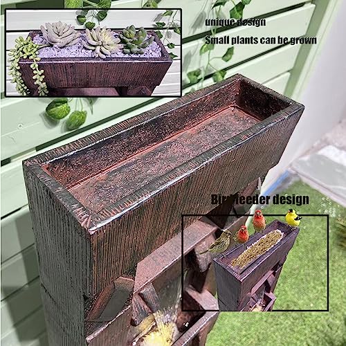 Tall Floor Outdoor Fountains and Waterfalls with Lights Indoor Water Fountain Outdoor Modern Cascading Floor-Standing Indoor Outdoor Fountain