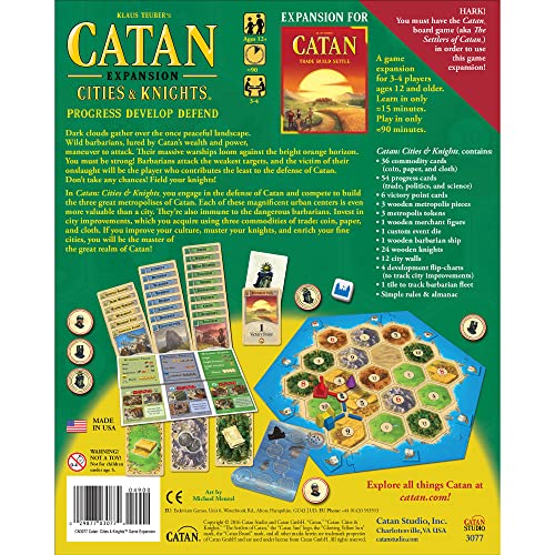 CATAN Cities & Knights Board Game EXPANSION | Strategy Game | Adventure Game | Family Game for Adults and Kids | Ages 12+ | 3-4 Players | Average Playtime 90 Minutes | Made by CATAN Studio