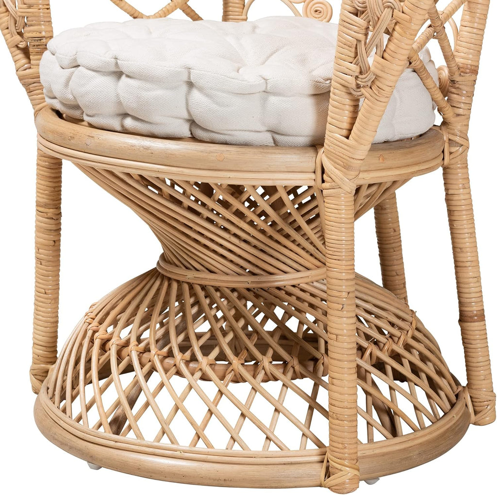 Baxton Studio Fedra Natural Rattan Peacock Chair, Oversized