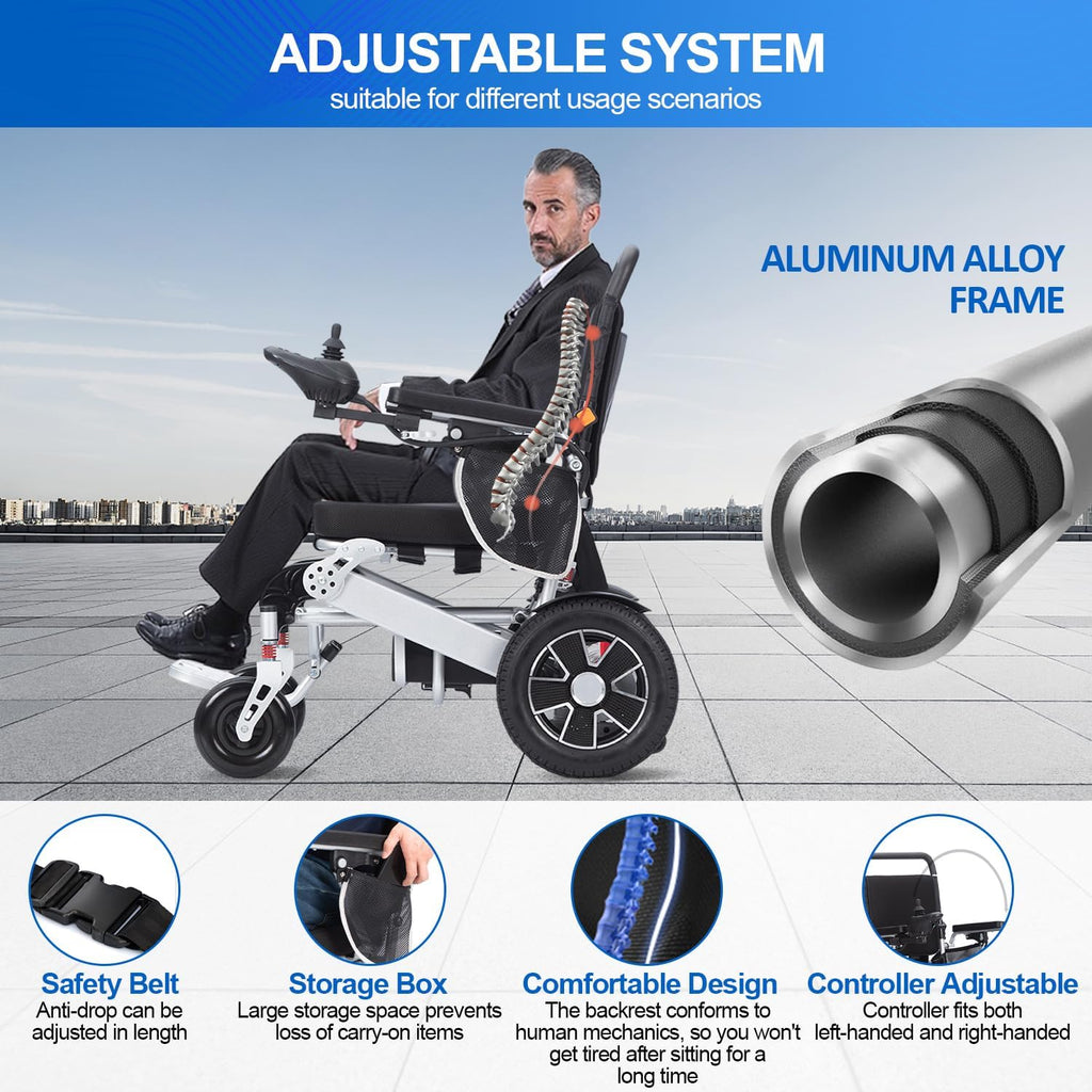 Electric Wheelchairs for Adults Intelligent Lightweight Foldable Electric Wheelchairs Power Wheelchairs for Seniors Compact Portable Airline Approved All Terrain Motorized Wheelchair