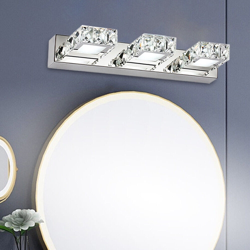 9W Modern Silver Crystal Makeup Mirror Wall-Lamp LED Make-up Vanity Light for Toilet Bathroom Bedrooms